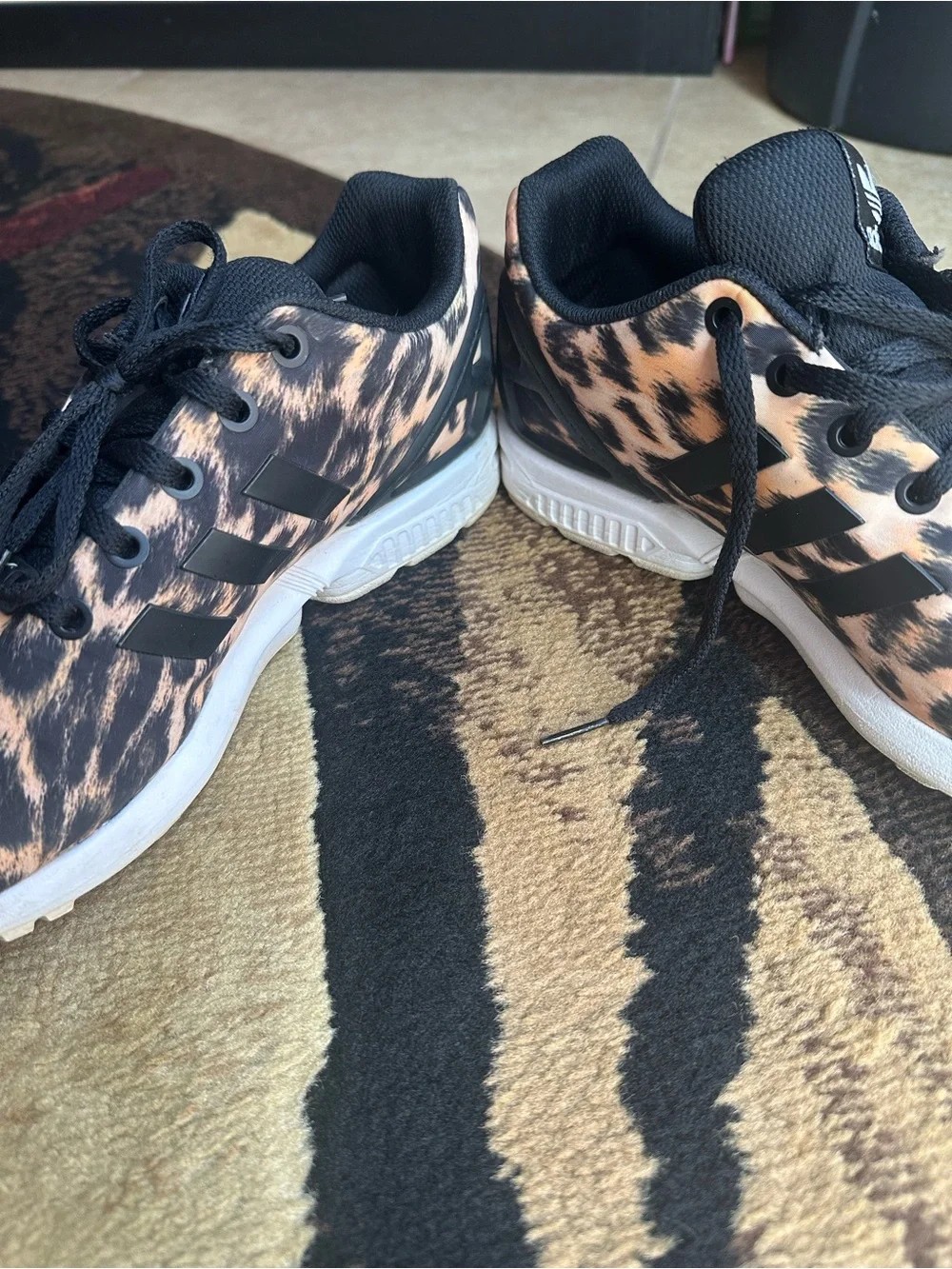 adidas Leopard Print Torsion Sneakers - Black & Tan